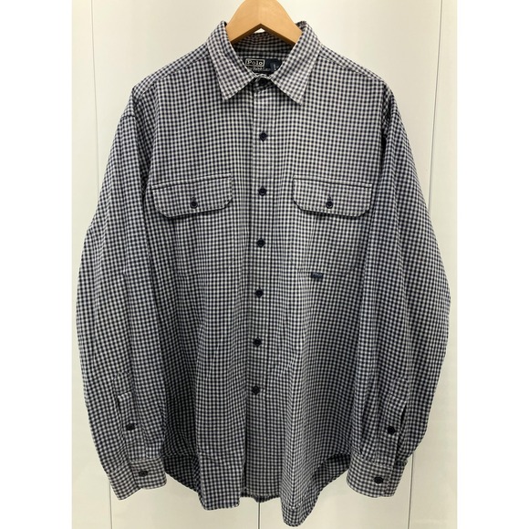 Polo Ralph Lauren Other - Vintage Polo Ralph Lauren Shirt Mens Large Blue White Gingham‎ GI Cotton 2000s